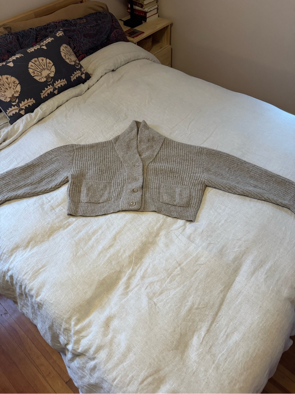 OZMA Ribbed Shawl Collar Button Cardigan - Brush - Picture 5 of 5